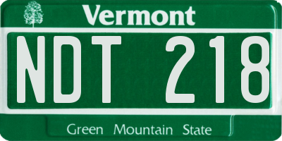 VT license plate NDT218