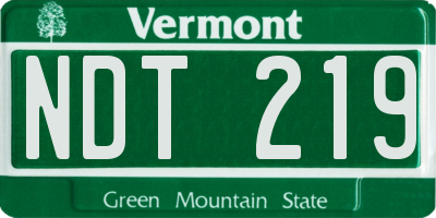 VT license plate NDT219
