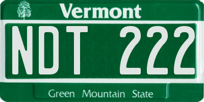 VT license plate NDT222