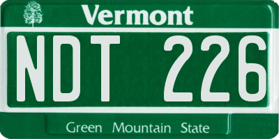 VT license plate NDT226