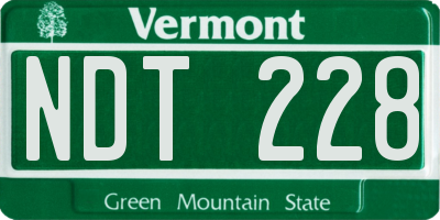 VT license plate NDT228