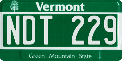 VT license plate NDT229