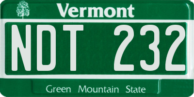 VT license plate NDT232