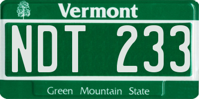 VT license plate NDT233