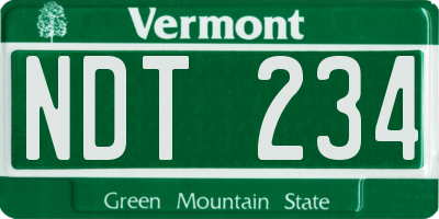 VT license plate NDT234
