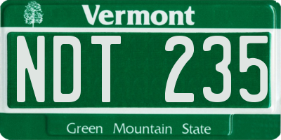 VT license plate NDT235