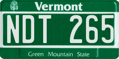 VT license plate NDT265