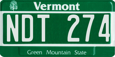 VT license plate NDT274