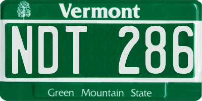 VT license plate NDT286