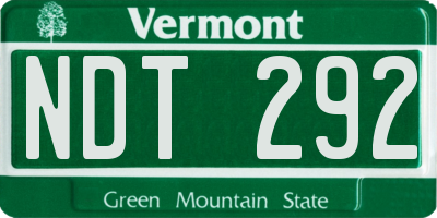 VT license plate NDT292