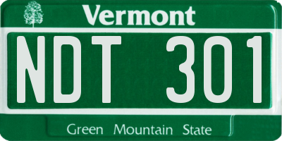 VT license plate NDT301