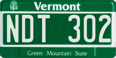 VT license plate NDT302