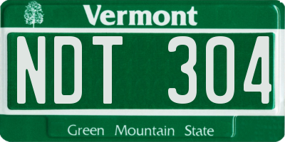VT license plate NDT304