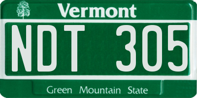 VT license plate NDT305