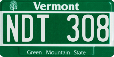 VT license plate NDT308