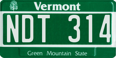 VT license plate NDT314