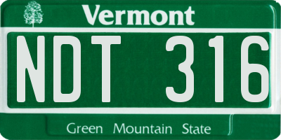 VT license plate NDT316