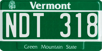 VT license plate NDT318