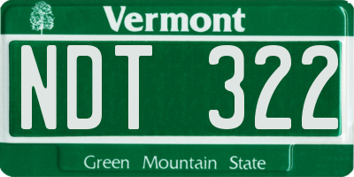 VT license plate NDT322