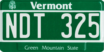 VT license plate NDT325