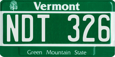 VT license plate NDT326