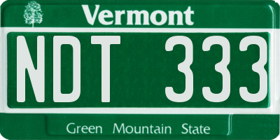 VT license plate NDT333