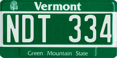 VT license plate NDT334