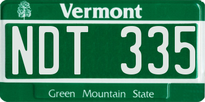VT license plate NDT335