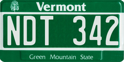 VT license plate NDT342