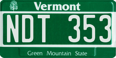 VT license plate NDT353