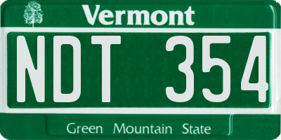 VT license plate NDT354