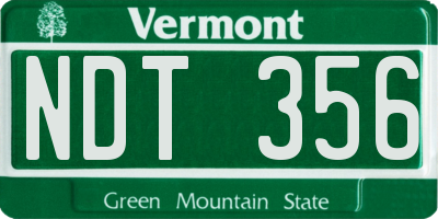 VT license plate NDT356