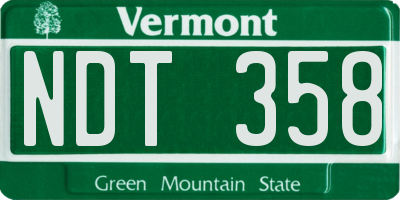 VT license plate NDT358