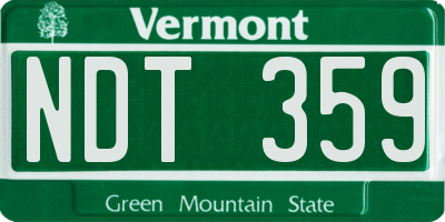 VT license plate NDT359