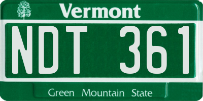 VT license plate NDT361