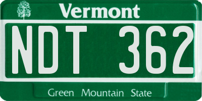VT license plate NDT362