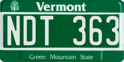 VT license plate NDT363
