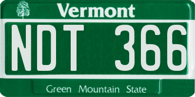 VT license plate NDT366