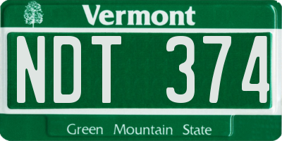 VT license plate NDT374