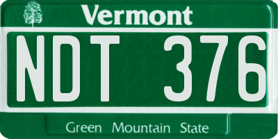 VT license plate NDT376