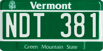 VT license plate NDT381