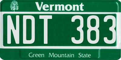 VT license plate NDT383