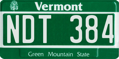 VT license plate NDT384