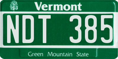 VT license plate NDT385