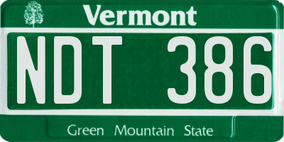 VT license plate NDT386