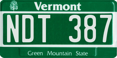 VT license plate NDT387