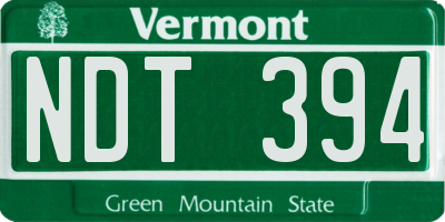 VT license plate NDT394