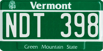 VT license plate NDT398