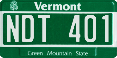 VT license plate NDT401