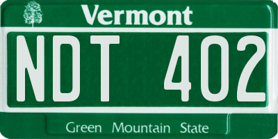 VT license plate NDT402
